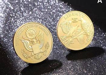 Monety pamiątkowe repliki w kolorze złotym – 6 szt