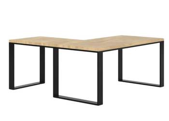 Biurko Narożne z Drewna Dębowego Stalowy Stelaż