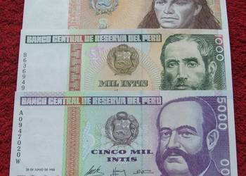 PERU (2) Kolekcjonerskie Banknoty Zestaw - 3 sztuki UNC