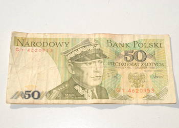 Stary banknot 50 złotych Świerczewski 1988 antyk błąd drukar