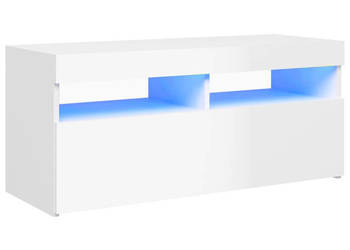 Szafka TV z oświetleniem LED wysoki połysk biała 90x35x40 cm WM-804388