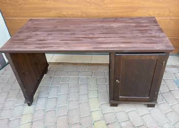 Biurko ikea hemnes lite drewno solidne z szafka odświeżony blat
