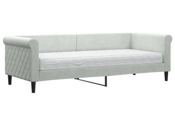 Sofa z materacem do spania jasnoszara aksamit 80x200 cm WM-3197740