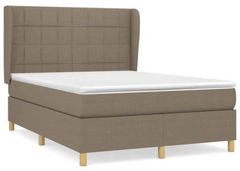 Łóżko kontynentalne z materacem taupe tkanina 140x190 cm WM-3128521