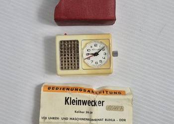 Kolekcjonerski Mini Budzik RUHLA - Design PRL / NRD - Komplet!