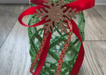 Handmade ozdobny ręcznie zdobiony słoiczek / świecznik