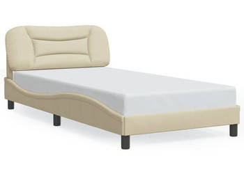 Rama łóżka bez materaca kremowe obita tkaniną 100x200 cm WM-3207756