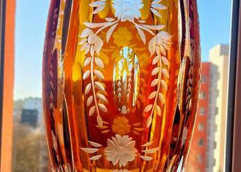 Wielki, wazon, kryształowy PRL.