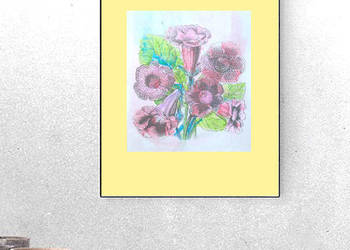 retro plakat z kwiatami, botaniczny obraz 30x40, grafika a3