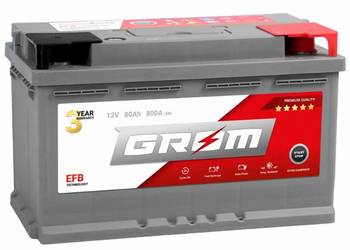 Akumulator GROM EFB START&STOP 80Ah 800A Prawy Plus DTR