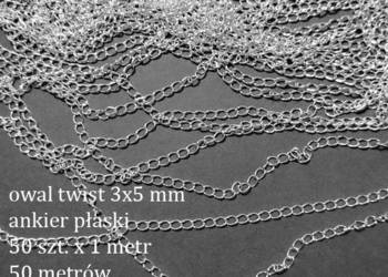 Łańcuszek stal jubilerska chirurgiczna owal twist 3x5mm 50 szt. po 1 m