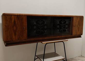 witrynka półka wisząca Art deco fornir orzech