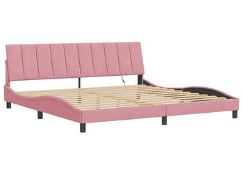 Rama łóżka z LED różowa aksamitna 200x200 cm WM-3213804