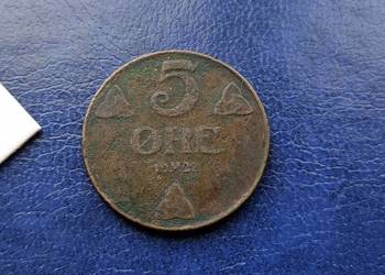 Stare monety 5 ore 1922 Norwegia