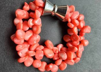 KORAL RÓŻOWY NATURALNY BRANSOLETA ETNO ART VINTED