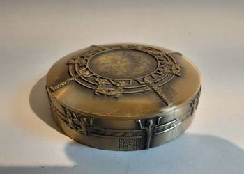 Egipska mosiężna szkatułka na biżuterię używana retro vintage