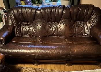 Wypoczynek skórzany rozkładany polecam !!! Okazja !