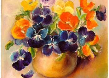 Bratki obraz olejny 30-30 cm dostępny