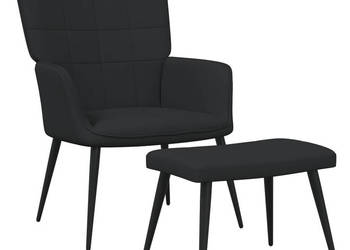 Fotel z podnóżkiem czarny obity tkaniną WM-327958