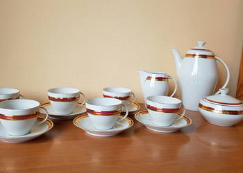 Porcelanowy serwis do kawy / mokki, fason Joanna, Karolina, porcelana PRL