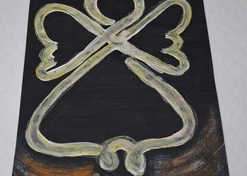 Praca plastyczna, Anioł na czarnym tle, 29,5x42cm (Handmade)