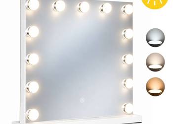 Lustro do makijażu LED ModernHome 50x40 cm, 13 żarówek, 3 barwy światła