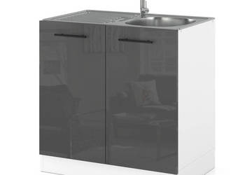 szafka kuchenna modułowa stojąca pod zlewozmywak 80cm spremium szary połysk
