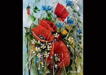 Kowalik - Maki VIII- 30x40cm Obraz olejny Kwiaty Łąka Pejzaż Bukiet
