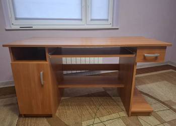 Biurko szkolne, komputerowe, kolor buk, 135 x 60 x 74