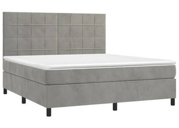 Łóżko kontynentalne z materacem i LED szare aksamit 180x200cm WM-3136137