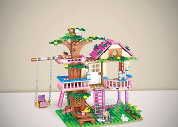 ‎Nowy Zestaw Klocków Duży Różowy Domek Na Drzewie 504 Elementów w Pudełku