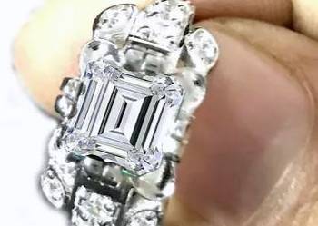 biały szmaragd moissanit diament obrączka ślubna 925 srebro szterli
