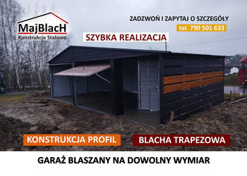 Garaż Blaszany GRAFITOWY zadaszenie bramy - Garaże Blaszane -Maj-Blach
