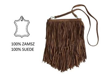 Zamszowa torebka z frędzlami w stylu boho rock Mango NOWA