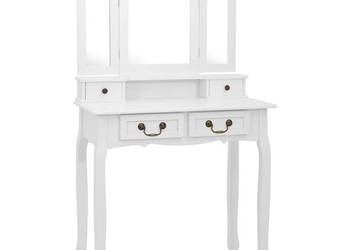 Toaletka ze stołkiem biała 80x69x141 cm drewno paulowni WM-289318
