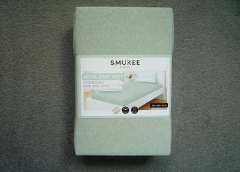 Smukee Miętowe Prześcieradło bawełniane jersey z gumką 160x200x25