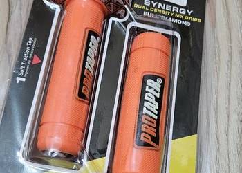 Manetki gripy motocyklowe pomaranczowy napis proteper