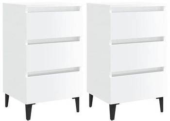 vidaXL 2 szafki nocne z metalowymi nóżkami, białe, połysk, 40x35(sku805918)