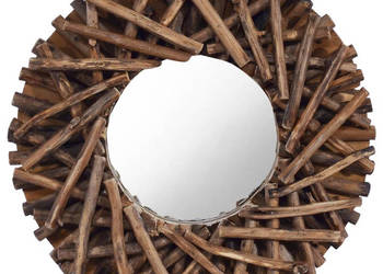 Lustro ścienne 40 cm drewno tekowe okrągłe WM-288801