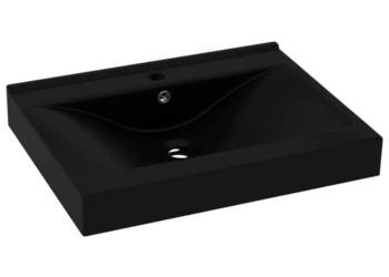 vidaXL Umywalka z otworem na kran, matowa czerń, ceramiczna (SKU:147030)