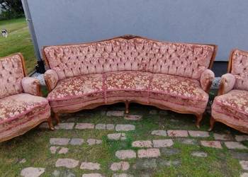 Zestaw wypoczynkowy - sofa i 2 fotele w stylu ludwikowskim