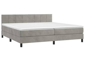 Łóżko kontynentalne z materacem i LED szare aksamit 200x200cm WM-3134423