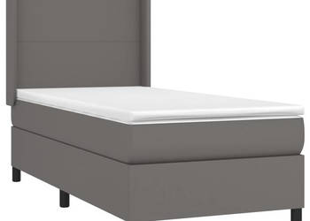 Łóżko kontynentalne z materacem i LED szara ekoskóra 90x190 cm WM-3139239