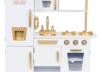 Kuchnia dla dzieci drewniana duża biało-złota ECOTOYS