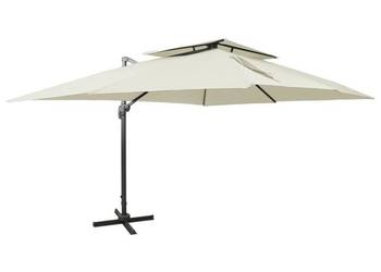 Parasol wiszący z podwójną czaszą, 400x300 cm, piaskowy（SKU:312369）