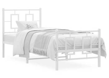 Łóżko Metalowe Białe Rama Łóżka Ze Stelażem Biała 80x200 cm WM-374299