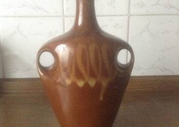 Karafka porcelitowa z uchwytami i korkiem PRL.
