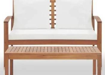 Zestaw ogrodowy drewniany ławka 2-os stolik poduszki vidaXL 47283