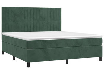 Łóżko kontynentalne z materacem i LED zielony aksamit 180x200cm WM-3136260