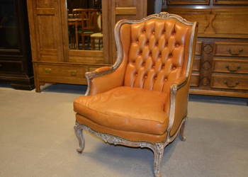 fotel ludwikowski. skóra ,pikowania